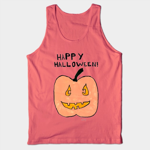 Happy Halloween Pumpkin by Joey - Homeschool Art Class 2021/22 Art Supplies Fundraiser Tank Top by Steph Calvert Art